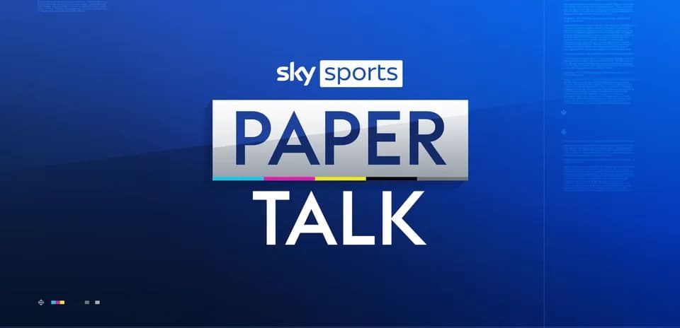 Логотип Sky Sports Paper Talk на синем фоне