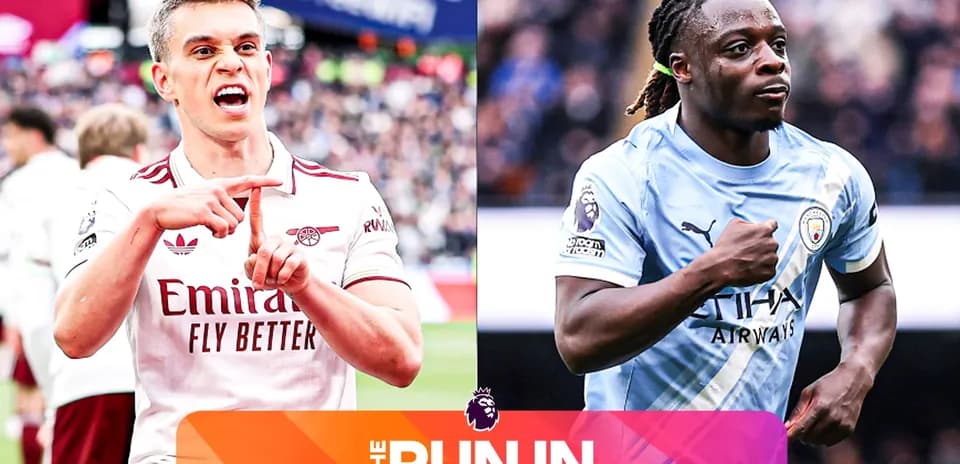 Игроки Arsenal и Manchester City на поле во время матча