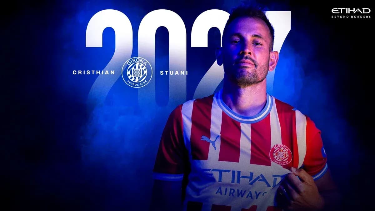 Cristian Stuani in Girona FC jersey with 2027
