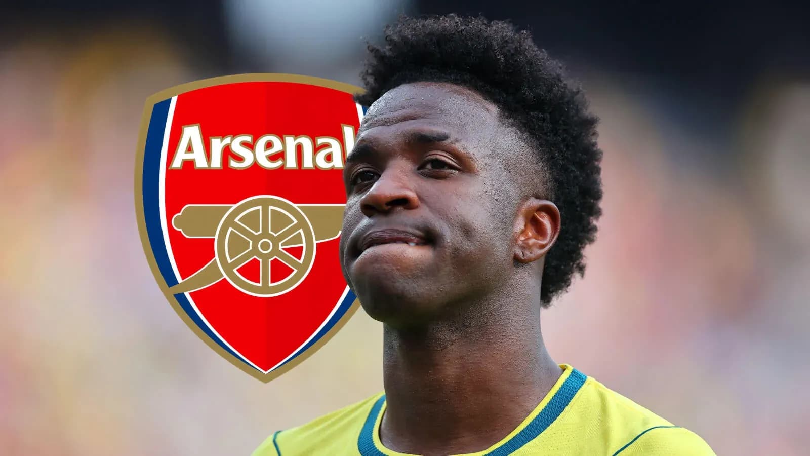 Игрок в форме Arsenal на фоне логотипа клуба Игрок в форме Arsenal на фоне логотипа клуба